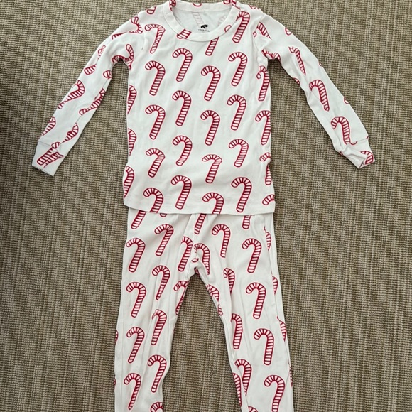 White and Red Candy Cane Pajama Set - Picture 1 of 3